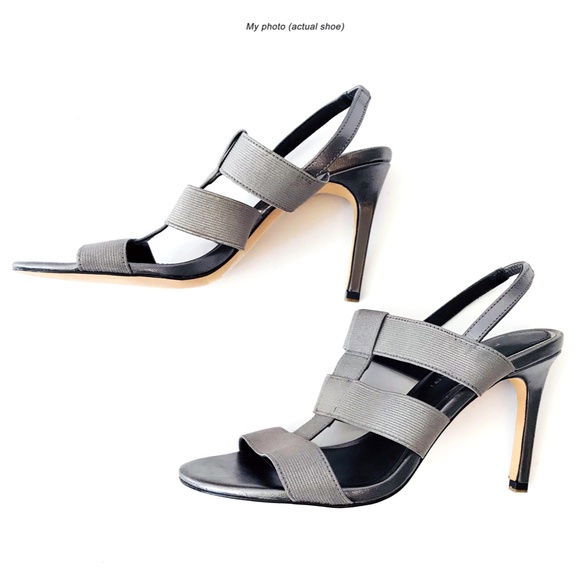 TAHARI Metallic Stretch Slingback Sandal 3.8" heel - Picture 2 of 6